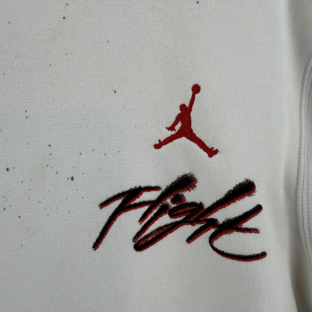 Jordan Flight Hoodie Mens Large White Pullover Sweatshirt Jumpman Graphic Print